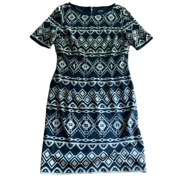 Tahari Aztec Ponte dress black and Ivory size 10 - Picture 4 of 8